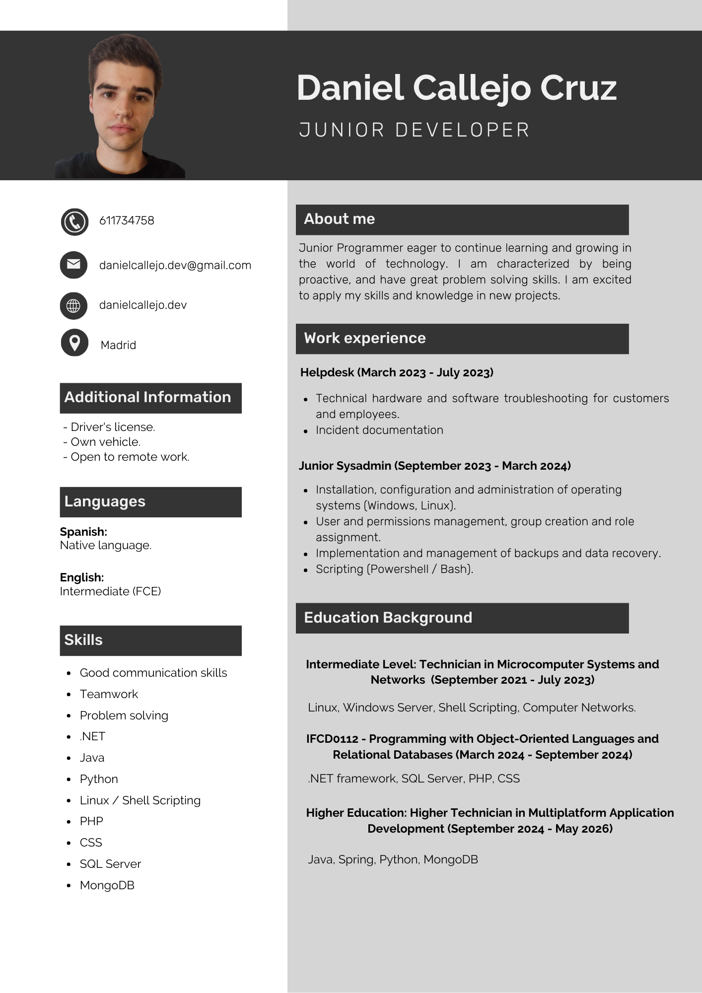 Curriculum Daniel Callejo